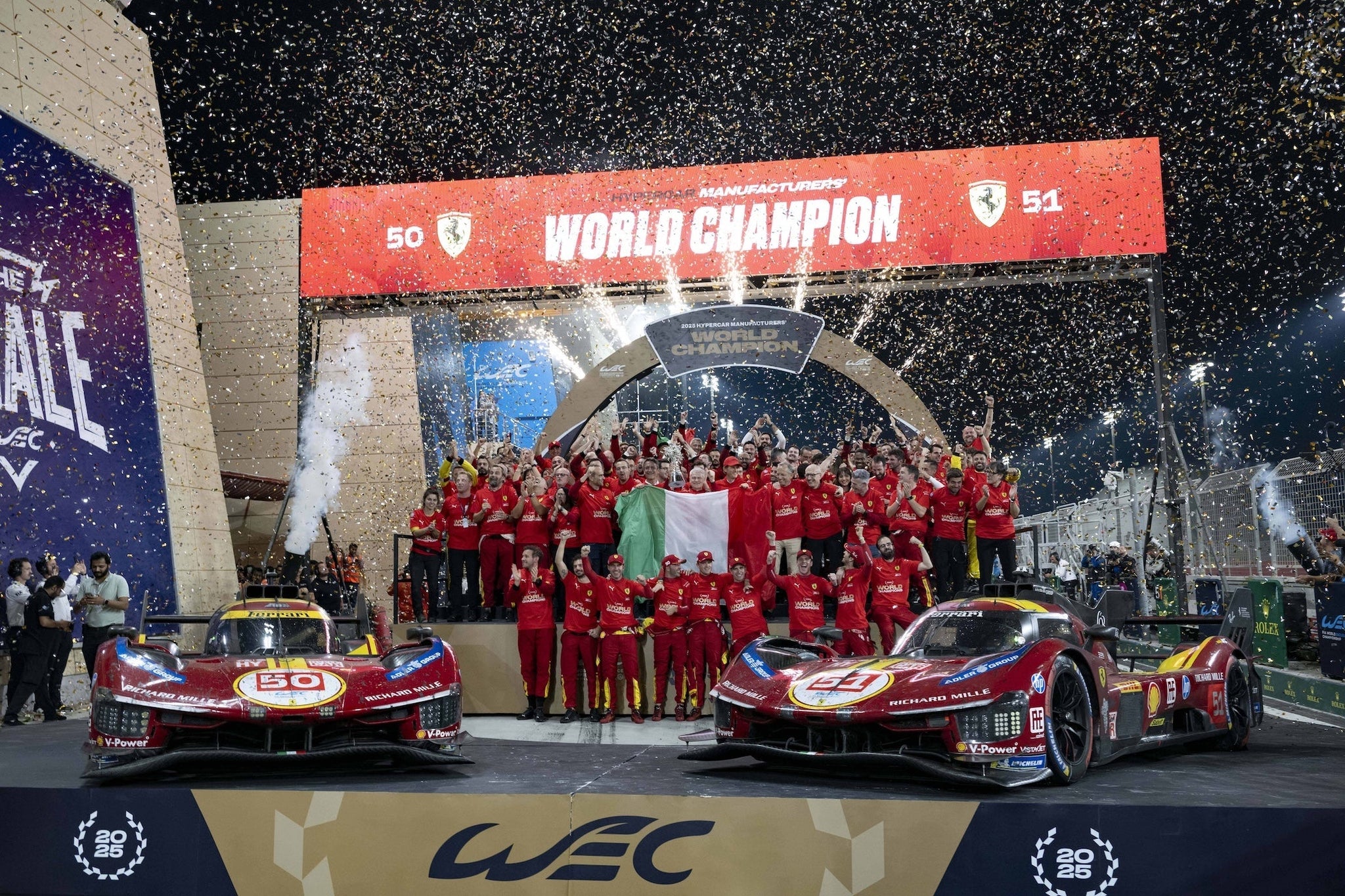 Ferrari campione del mondo: conquistati i titoli Costruttori e Piloti nel FIA WEC 2025